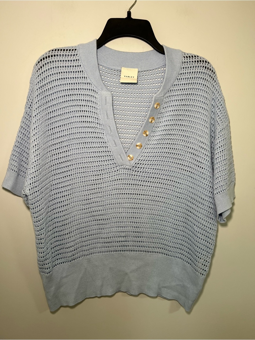 Varley Callie Knit Top Light Blue Size M - Picture 2 of 9